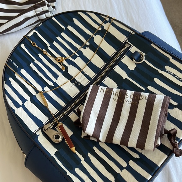 Henri Bendel blue leather backpack/ necklace set henri bendel | Bags | Henri Bendel Blue Leather Backpack  main image 2
